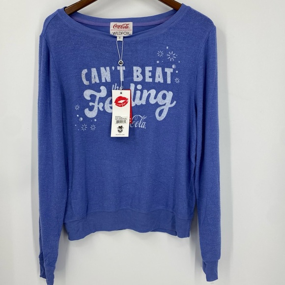 Wildfox Coco Cola Sweatshirt in Wedgewood Blue SZ S NEW - Picture 1 of 7